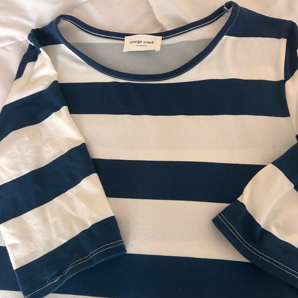 Orange creek Navy and White Striped Dress - Picture 2 of 3